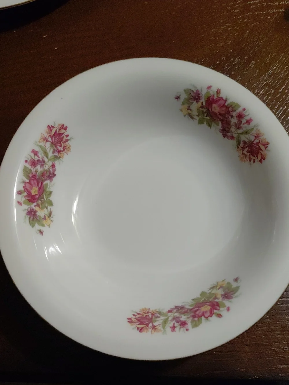 Vintage Porcelain Classic Floral Dinnerware Set - White with Pink Floral Accents